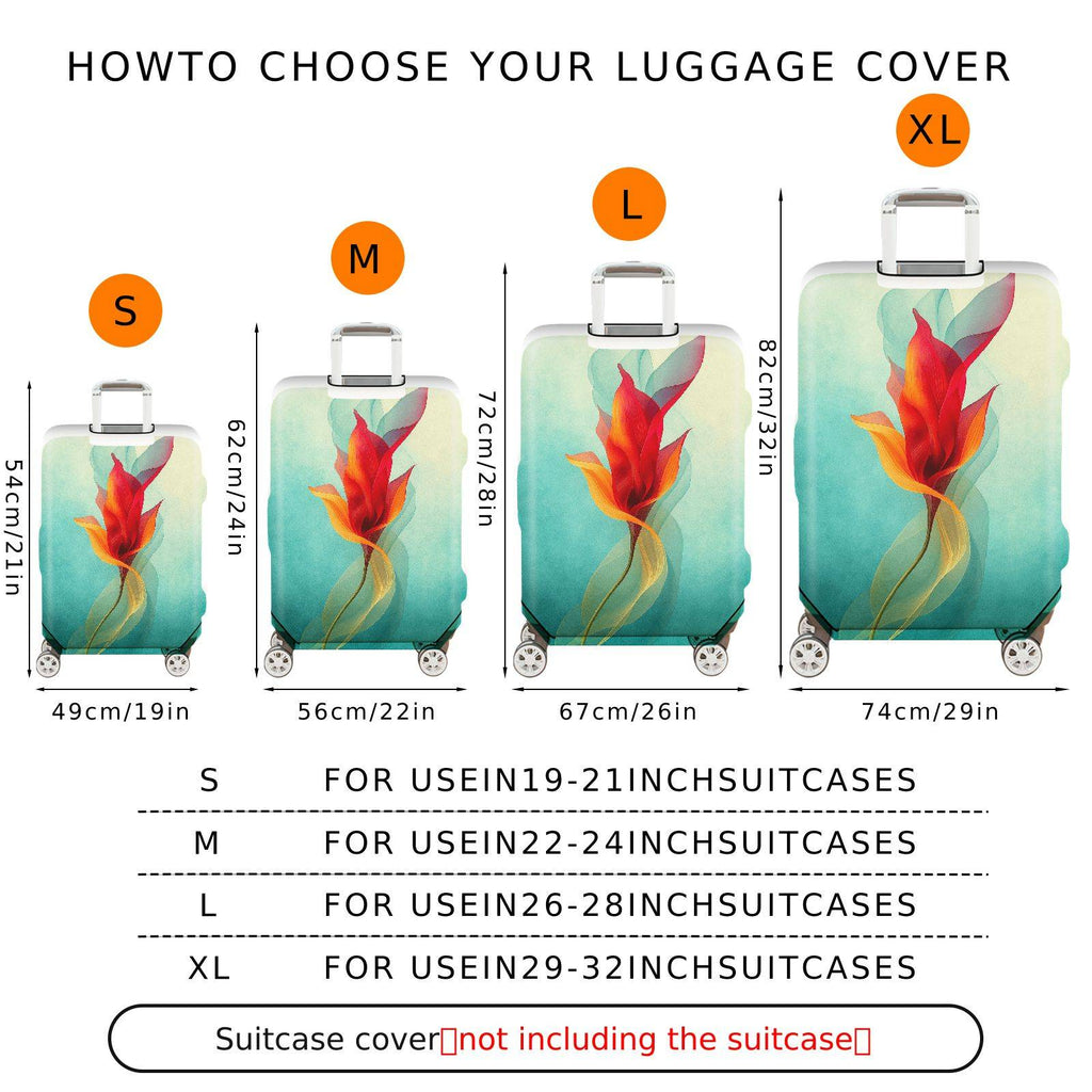 1-Piece Abstract Floral Artistic Colorful Elegant Vibrant  Suitcase Luggage Cover, Stretch Protective Sleeve