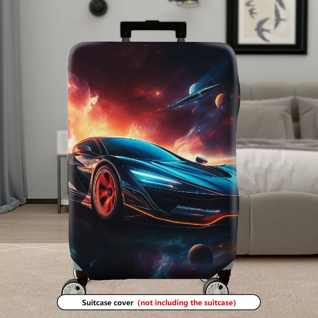 1-Piece Futuristic Space Race Car Galaxy Nebula Cosmic  Suitcase Luggage Cover, Stretch Protective Sleeve