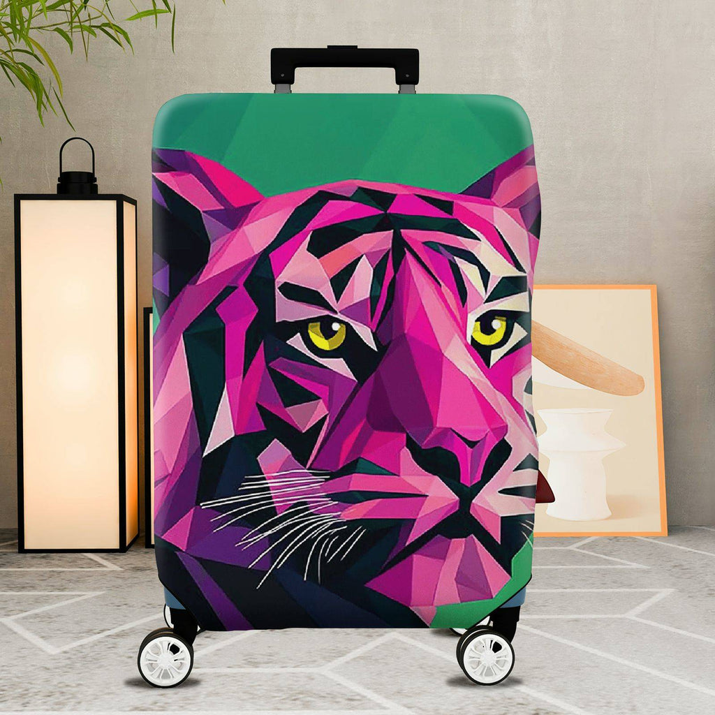 1-Piece Geometric Colorful Tiger Art Animal Print Graphic  Suitcase Luggage Cover, Stretch Protective Sleeve