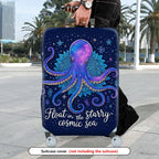 1-Piece Cosmic Octopus Starry Blue Space Mandala Marine  Suitcase Luggage Cover, Stretch Protective Sleeve