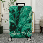 1-Piece Abstract Marble Swirl Green Artistic Flow  Suitcase Luggage Cover, Stretch Protective Sleeve