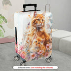 1-Piece Floral Cute Cat Artistic Nature Animal Print  Suitcase Luggage Cover, Stretch Protective Sleeve