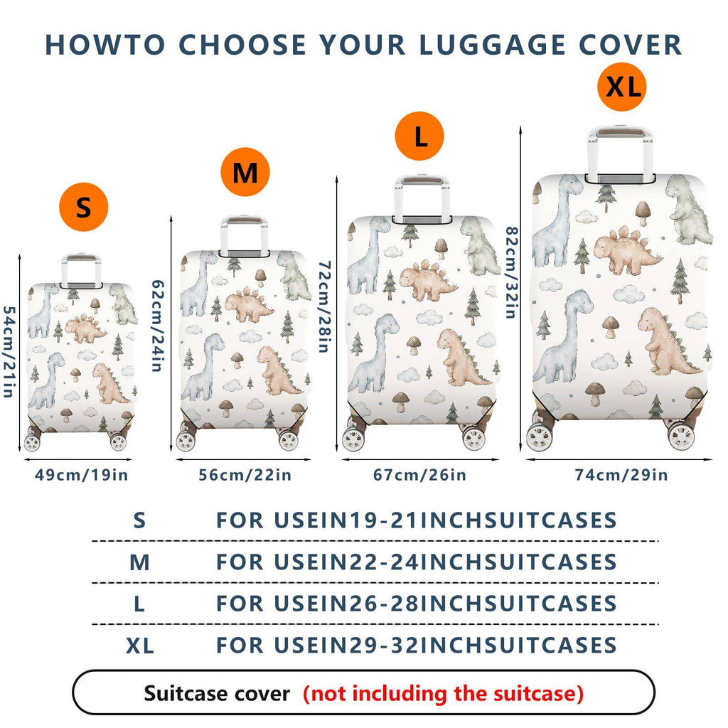 1-Piece Cute Dinosaur Tree Cloud Mushroom  Suitcase Luggage Cover, Stretch Protective Sleeve