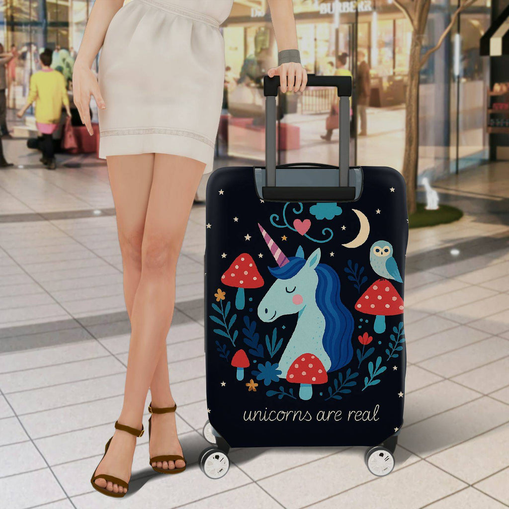 1-Piece Unicorn Owl Mushroom Nature Star Moon  Suitcase Luggage Cover, Stretch Protective Sleeve