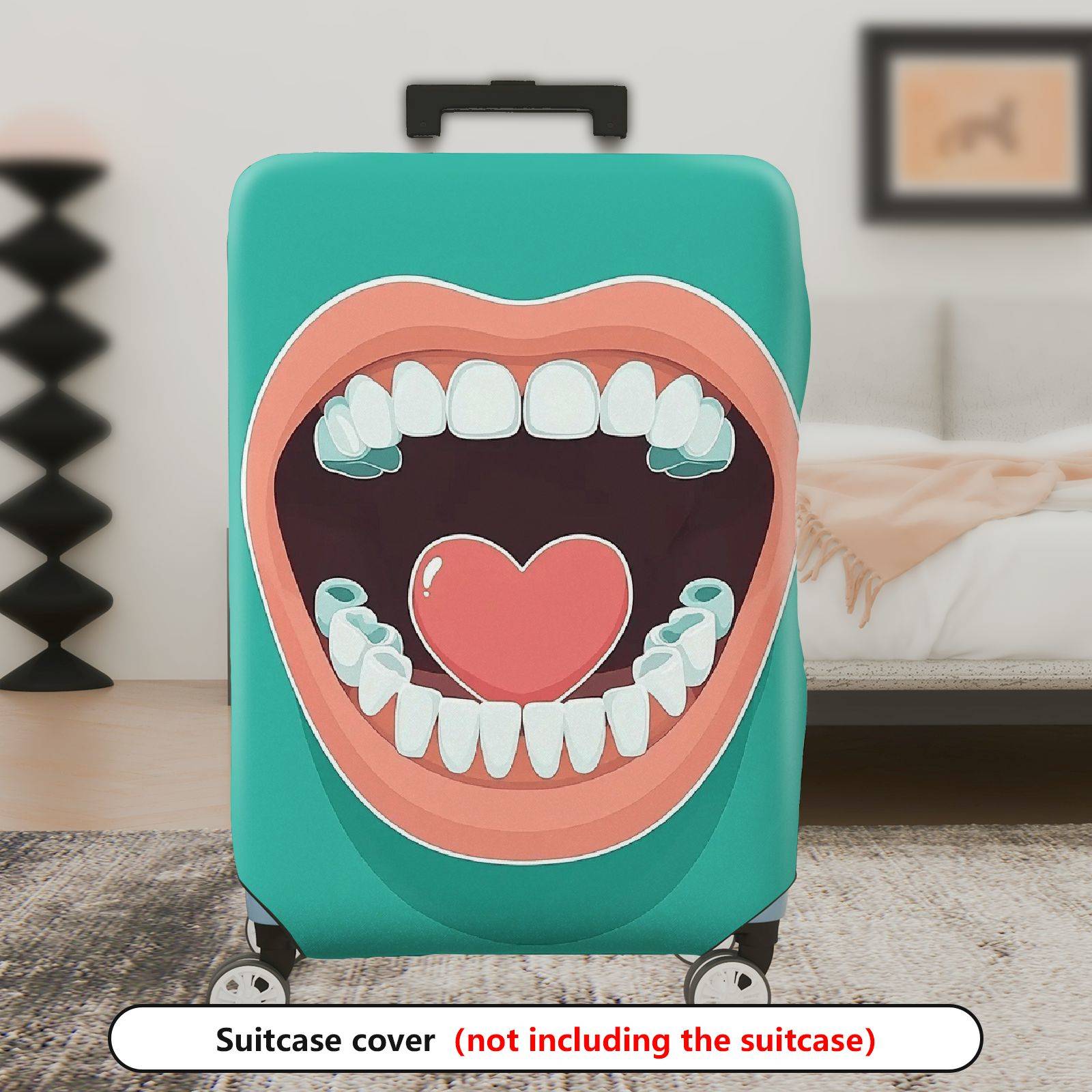 1-Piece Art Pop Mouth Teeth Heart  Suitcase Luggage Cover, Stretch Protective Sleeve