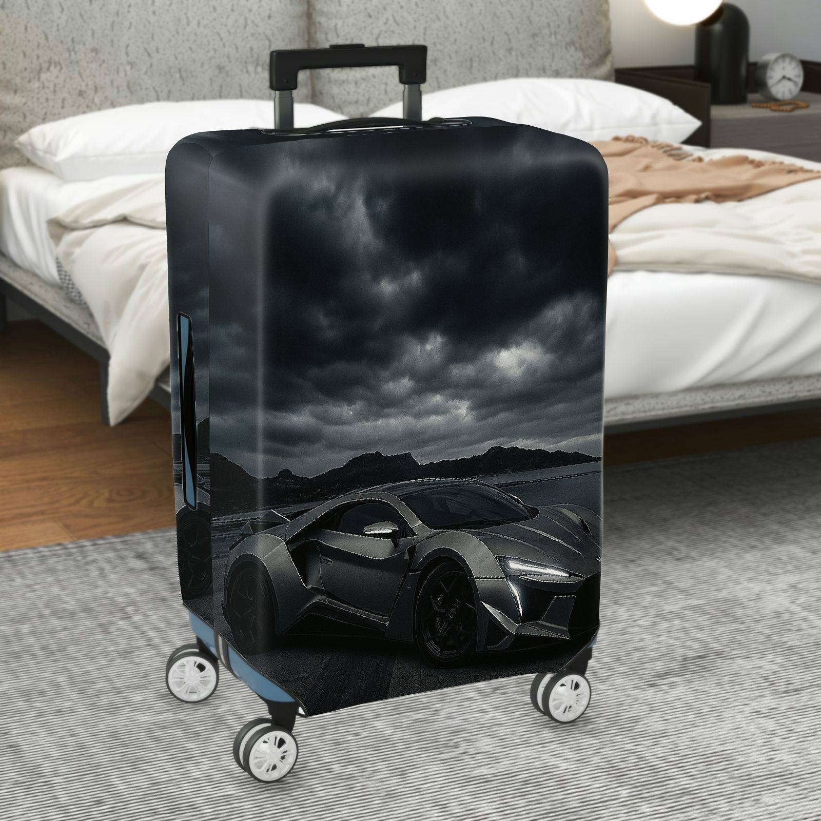 1-Piece Dark Sky Sports Car Mountain Road Stylish  Suitcase Luggage Cover, Stretch Protective Sleeve