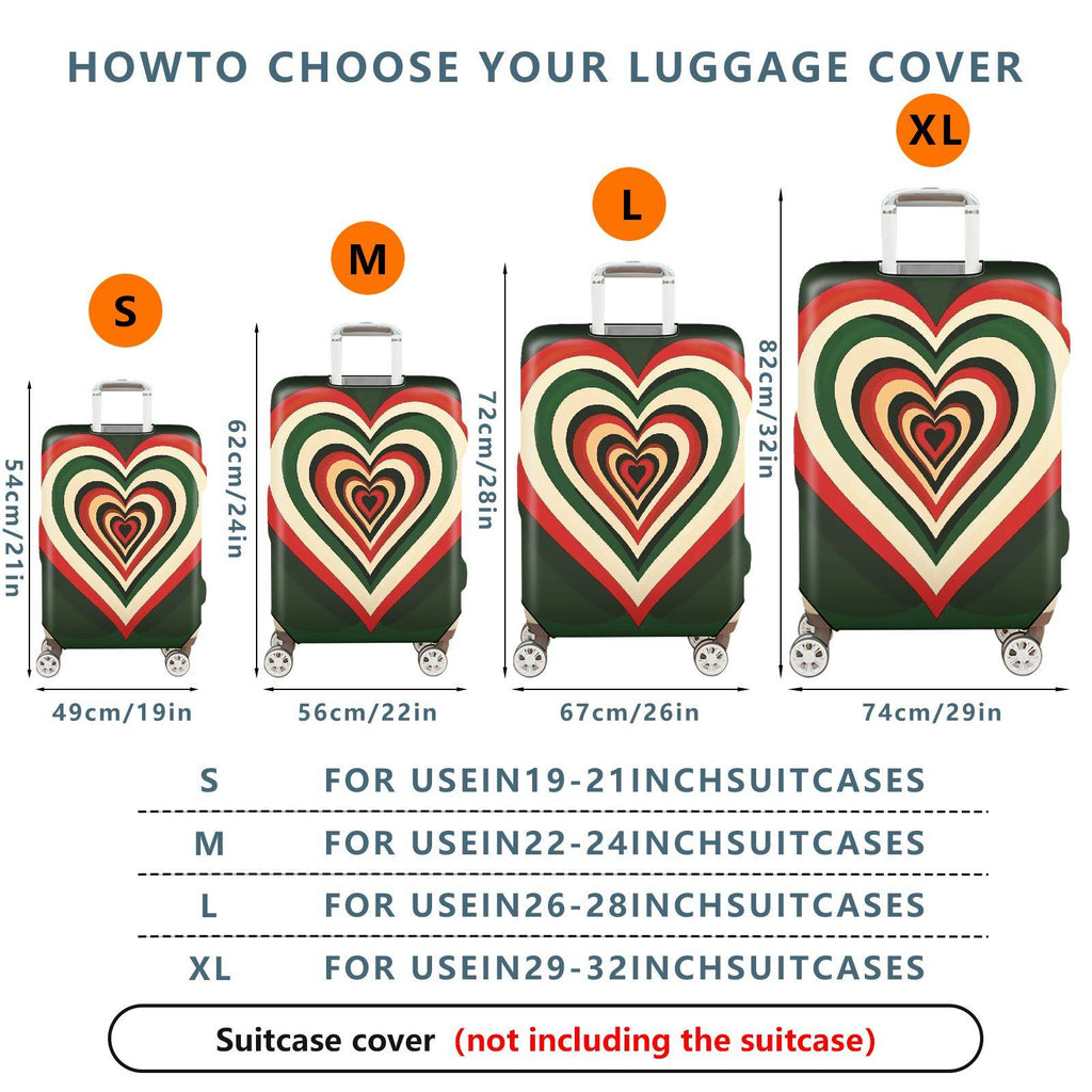 1-Piece Retro Heart Geometric Multicolor Funky Travel  Suitcase Luggage Cover, Stretch Protective Sleeve