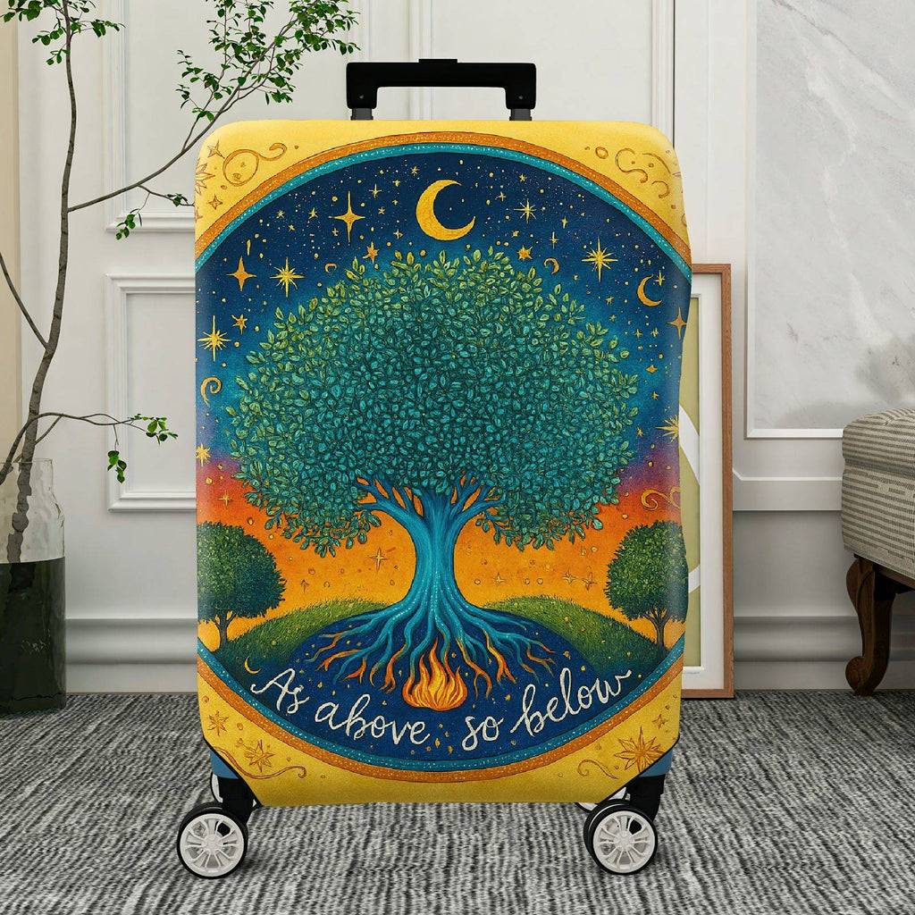 1-Piece Cosmic Tree Moon Star Universe Nature  Suitcase Luggage Cover, Stretch Protective Sleeve