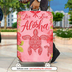 1-Piece Aloha Turtle Floral Pink Tropical  Suitcase Luggage Cover, Stretch Protective Sleeve