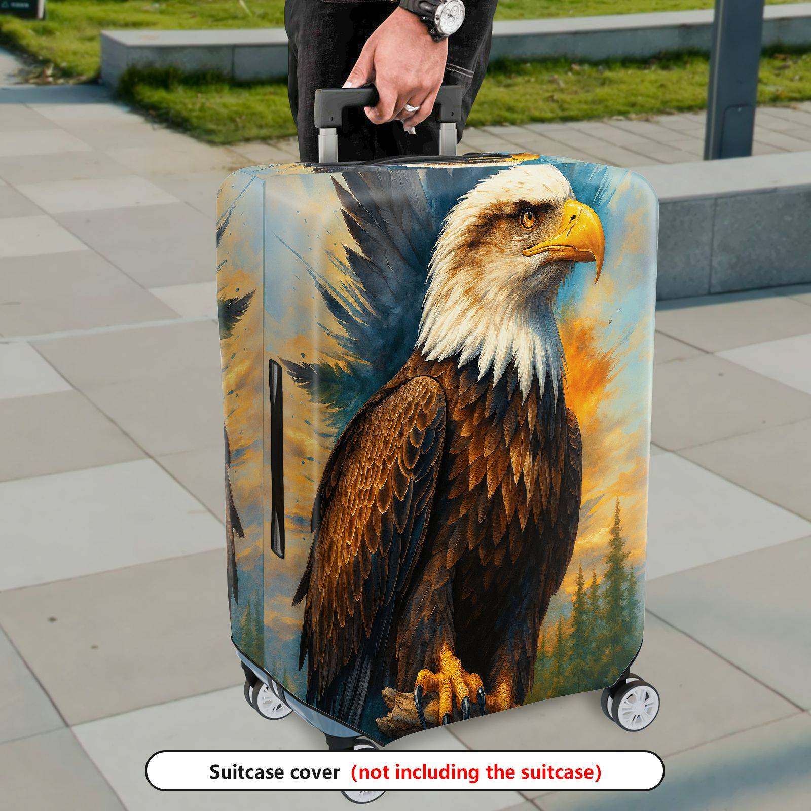 1-Piece Eagle Nature Wildlife Scenic Majestic Artistic  Suitcase Luggage Cover, Stretch Protective Sleeve