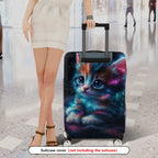 1-Piece Galaxy Cat Cosmic Space Kitten Starry Whiskers Nebula  Suitcase Luggage Cover, Stretch Protective Sleeve