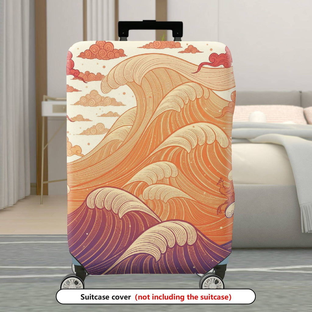 1-Piece Abstract Ocean Waves Artistic Flow Zen Mythical  Suitcase Luggage Cover, Stretch Protective Sleeve