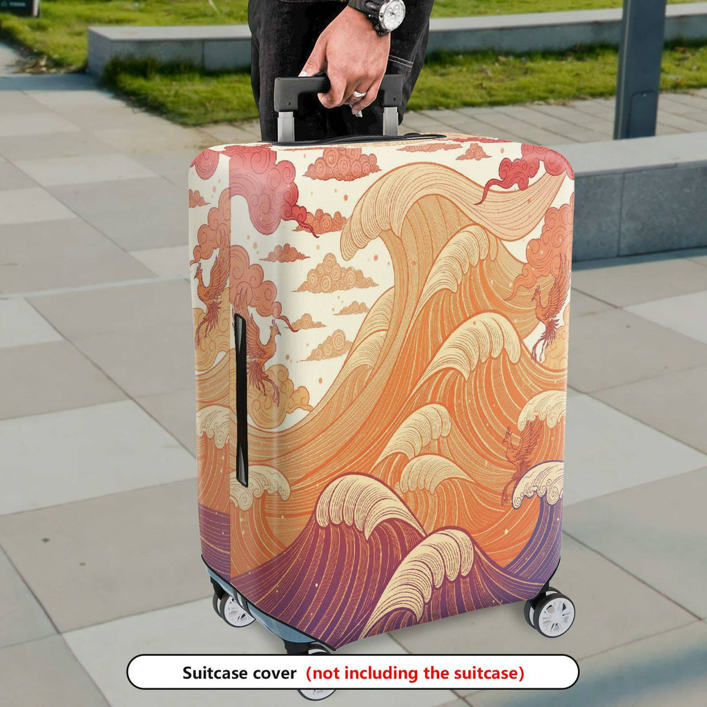 1-Piece Abstract Ocean Waves Artistic Flow Zen Mythical  Suitcase Luggage Cover, Stretch Protective Sleeve