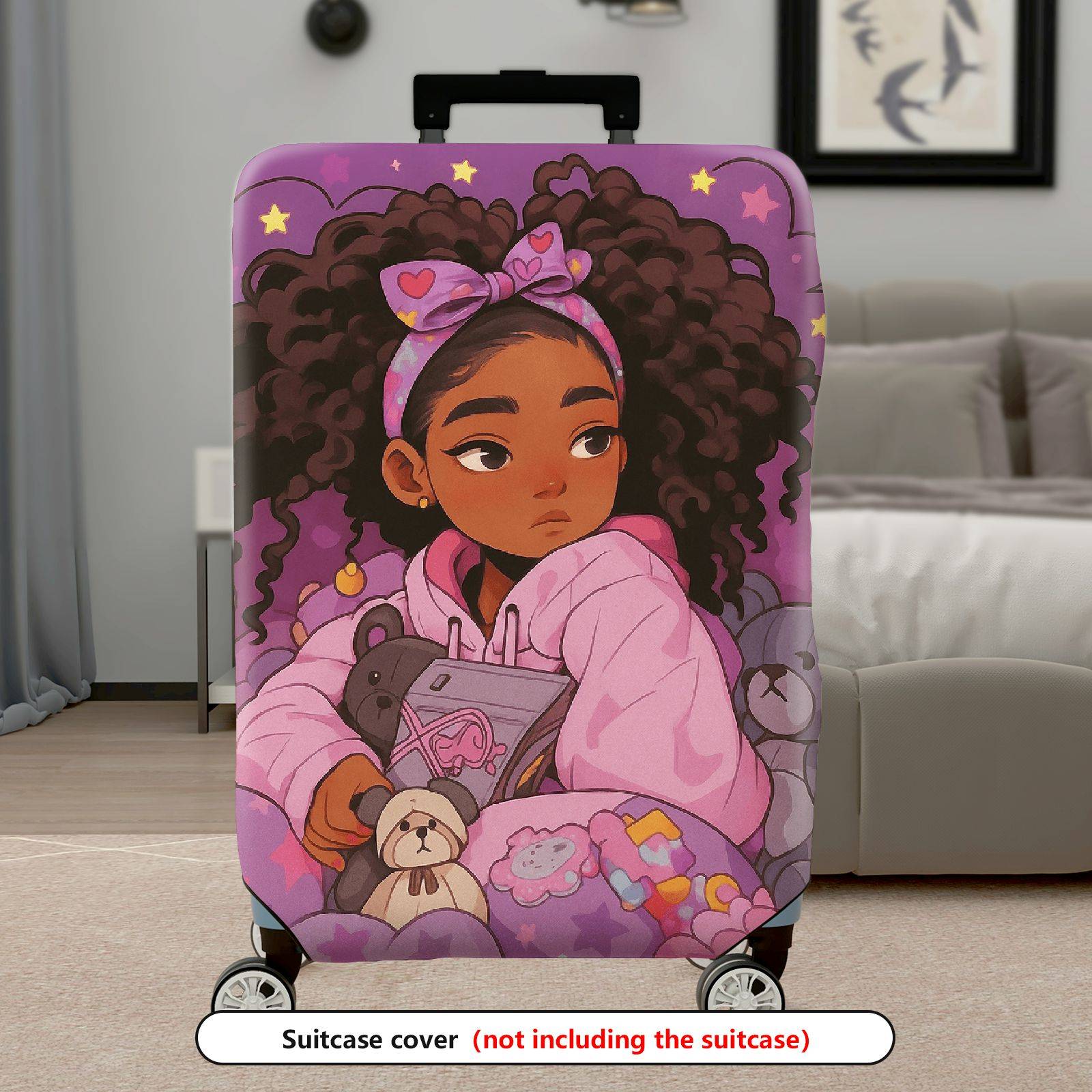 1-Piece Cute  Girl Plush Toys Pink  Suitcase Luggage Cover, Stretch Protective Sleeve
