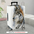 1-Piece Artistic Wolf Feather Pattern  Suitcase Luggage Cover, Stretch Protective Sleeve