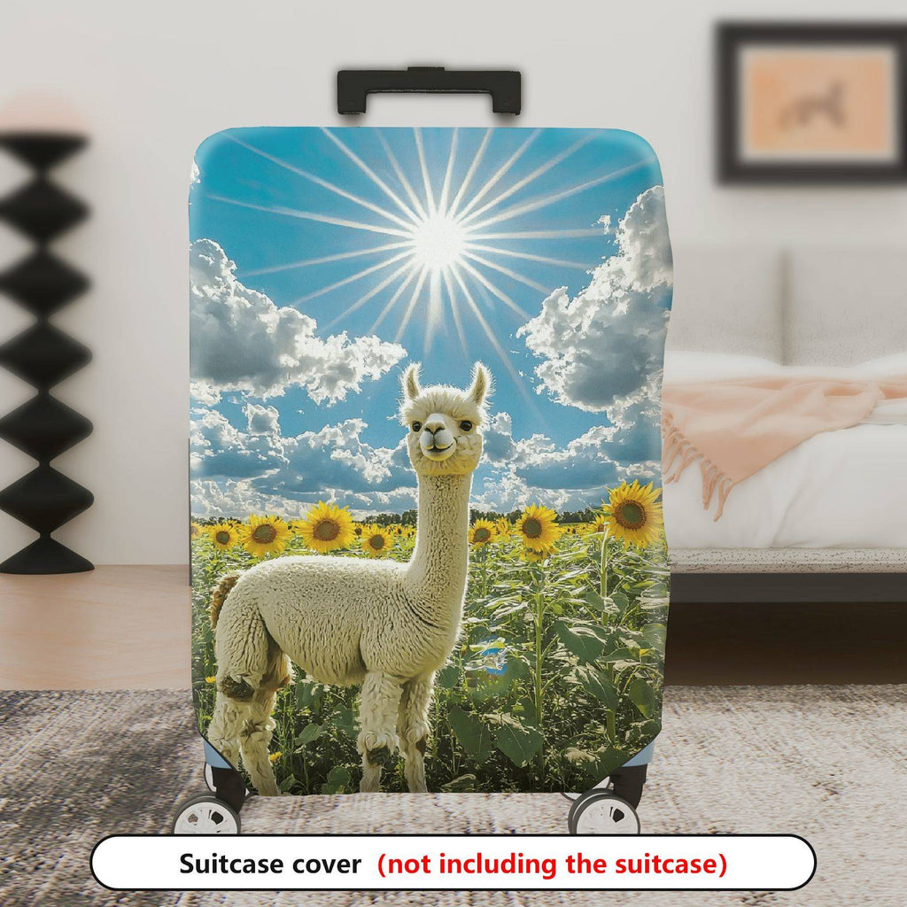 1-Piece Alpaca Sunflower Sky Cloud Nature  Suitcase Luggage Cover, Stretch Protective Sleeve