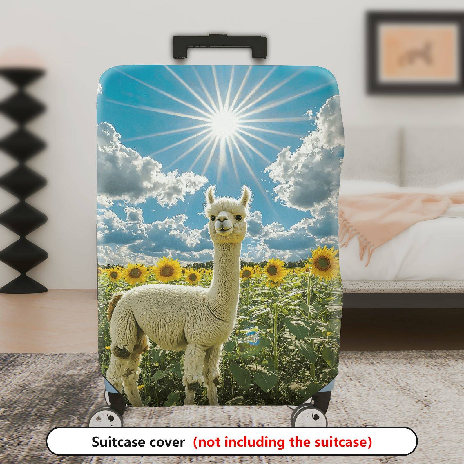 1-Piece Alpaca Sunflower Sky Cloud Nature  Suitcase Luggage Cover, Stretch Protective Sleeve