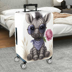 1-Piece Cute Animal Retro Glasses Flower Scarf Design Zebra  Suitcase Luggage Cover, Stretch Protective Sleeve