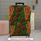 1-Piece Pine Cone Cinnamon Evergreen Holiday Nature Travel  Suitcase Luggage Cover, Stretch Protective Sleeve