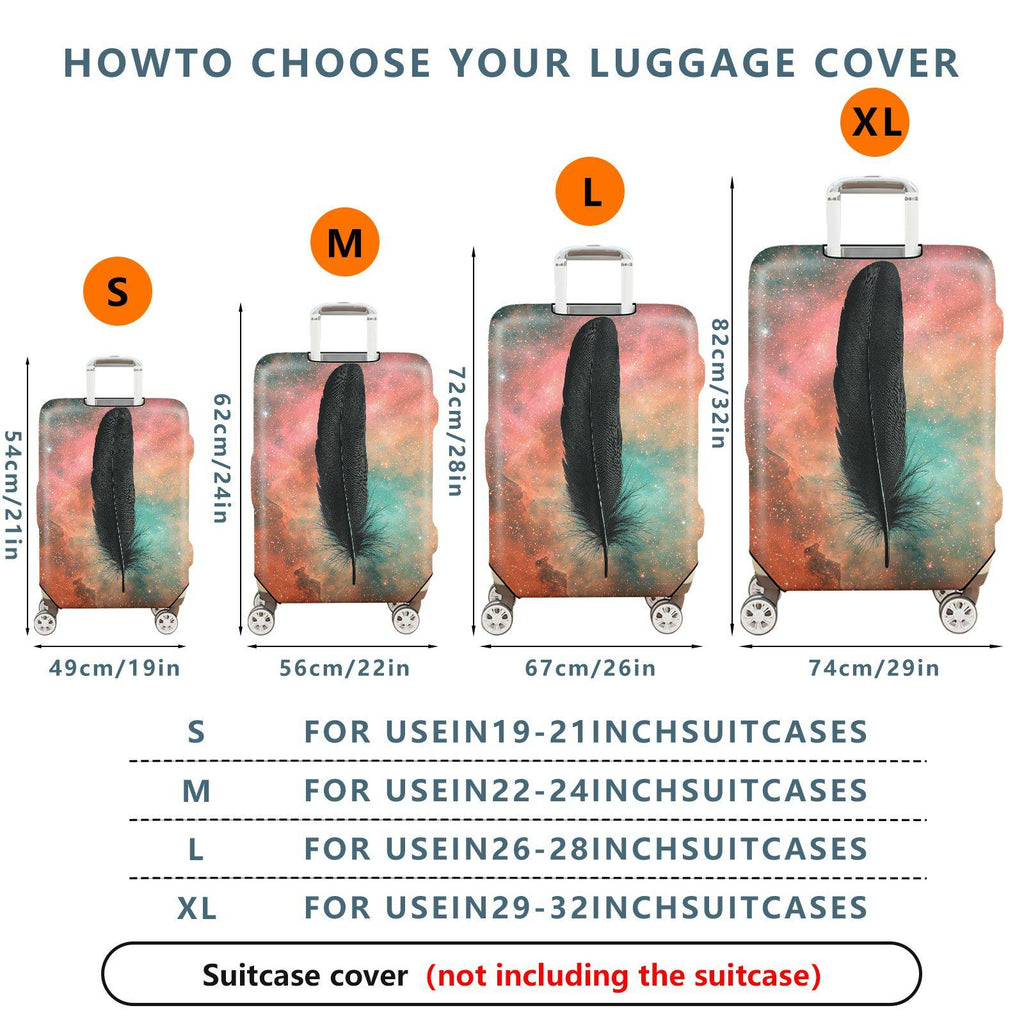 1-Piece Cosmic Dream Feather Galaxy Starry Sky Artistic  Suitcase Luggage Cover, Stretch Protective Sleeve