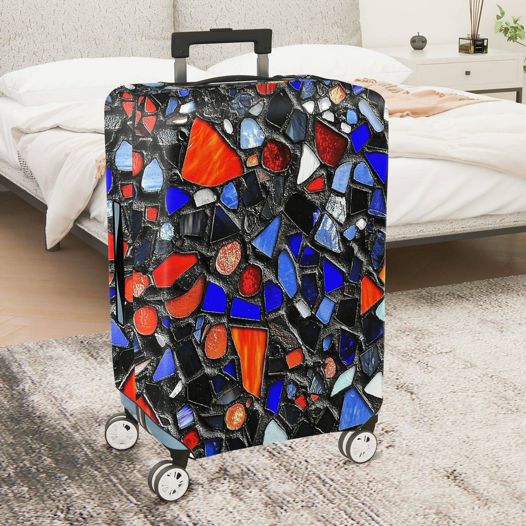 1-Piece Abstract Colorful Mosaic Geometric Artistic Vibrant  Suitcase Luggage Cover, Stretch Protective Sleeve