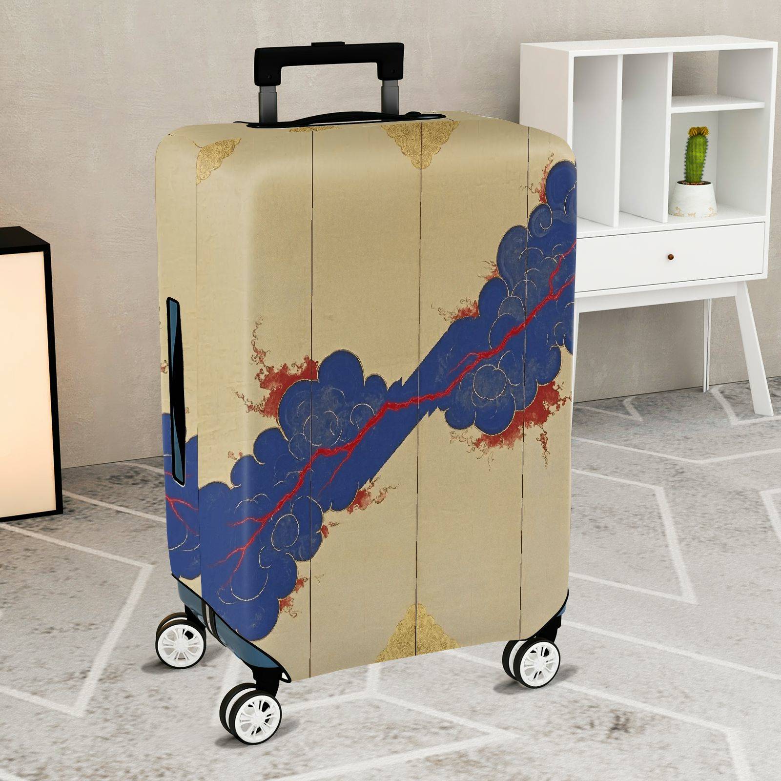 1-Piece Abstract Traditional Vintage Elegant Artistic Cloud  Suitcase Luggage Cover, Stretch Protective Sleeve