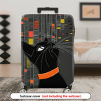 1-Piece Cat Modern Geometric Artistic Colorful  Suitcase Luggage Cover, Stretch Protective Sleeve