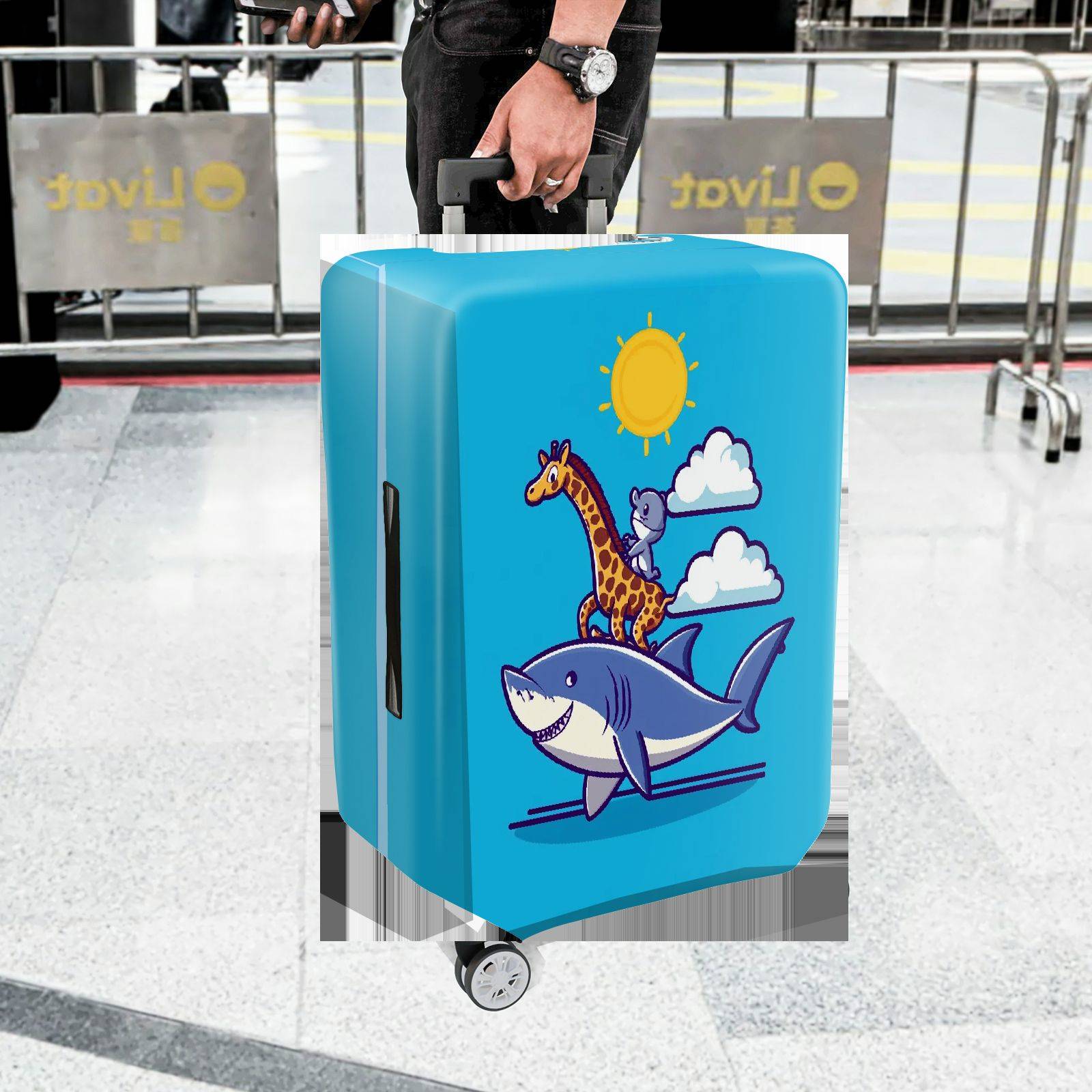 1-Piece Animal Shark Giraffe Mouse Sun Cloud  Suitcase Luggage Cover, Stretch Protective Sleeve
