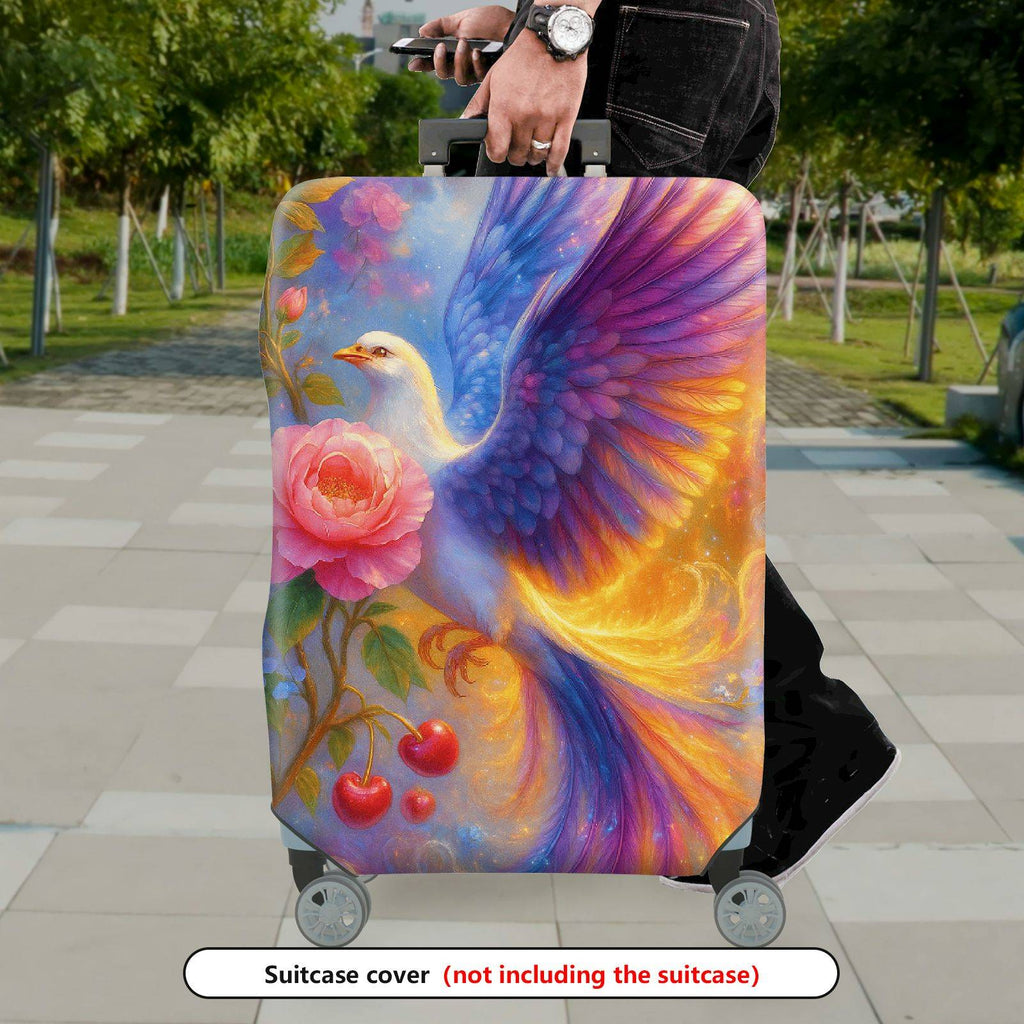 1-Piece Colorful Artistic Floral Bird Fruit  Suitcase Luggage Cover, Stretch Protective Sleeve