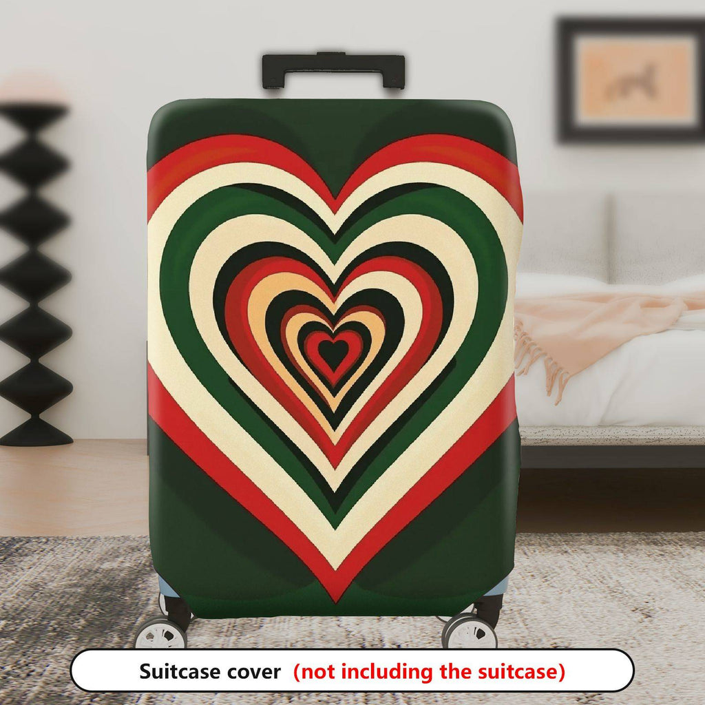 1-Piece Retro Heart Geometric Multicolor Funky Travel  Suitcase Luggage Cover, Stretch Protective Sleeve