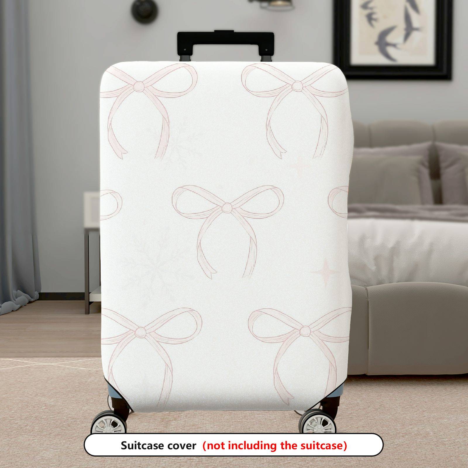 1-Piece Elegant Bow Knot Pattern Neutral Tone Simple Style Chic Look  Suitcase Luggage Cover, Stretch Protective Sleeve