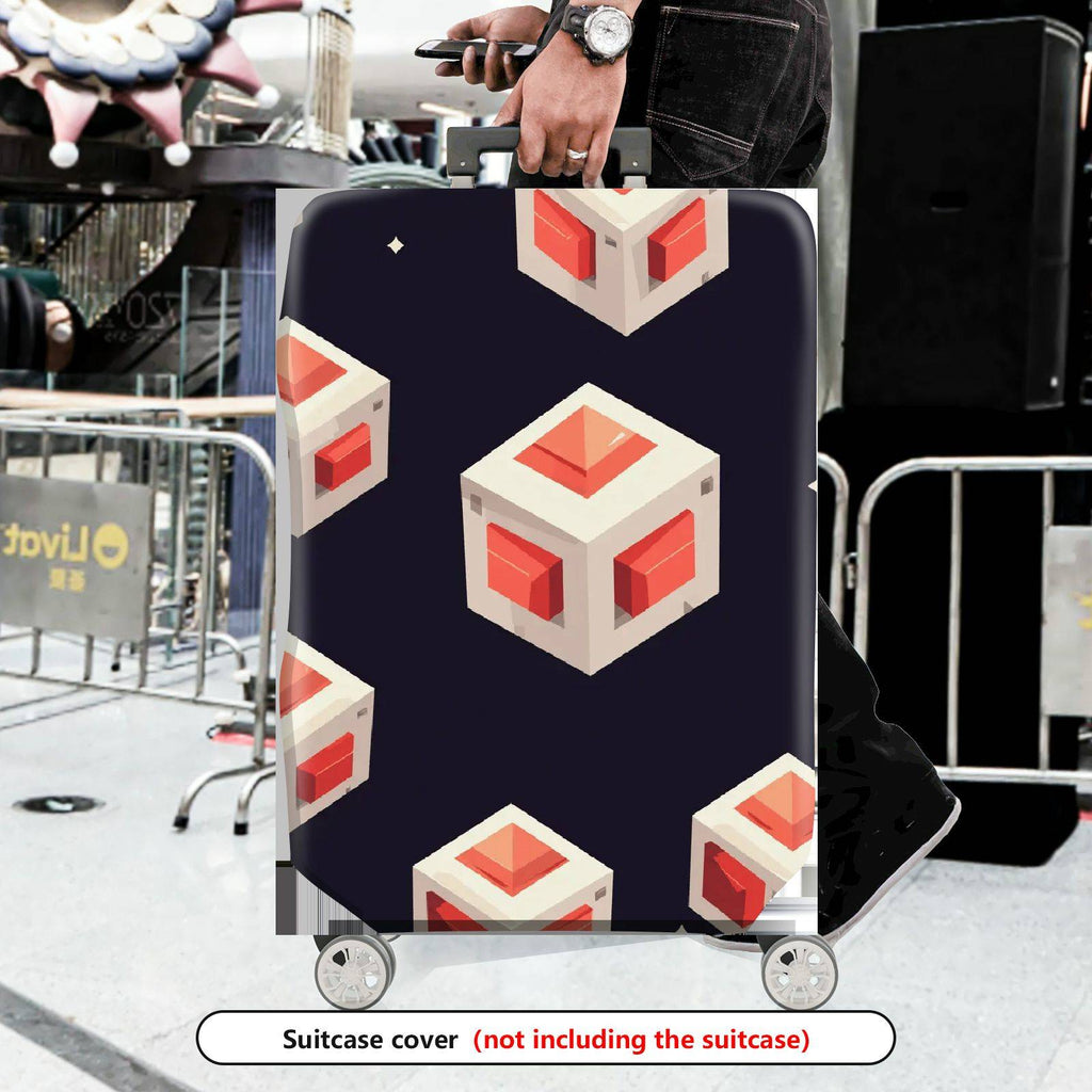 1-Piece Geometric Modern Art Cube Pattern  Suitcase Luggage Cover, Stretch Protective Sleeve