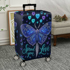 1-Piece Butterfly Heart Starry Blue Love Cosmic  Suitcase Luggage Cover, Stretch Protective Sleeve