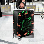 1-Piece Flamingo Geometric Spiral Pink Green Black  Suitcase Luggage Cover, Stretch Protective Sleeve