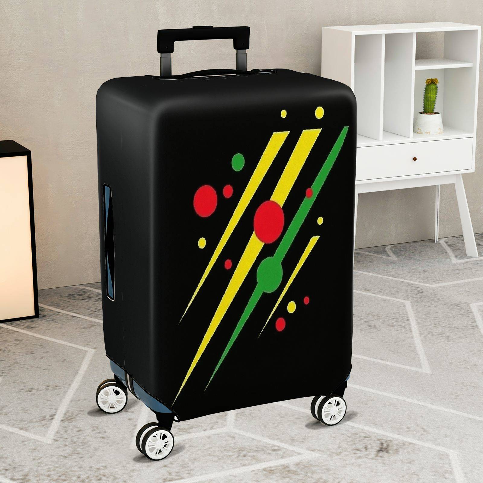 1-Piece Dots Stripes Abstract Colorful Geometric  Suitcase Luggage Cover, Stretch Protective Sleeve