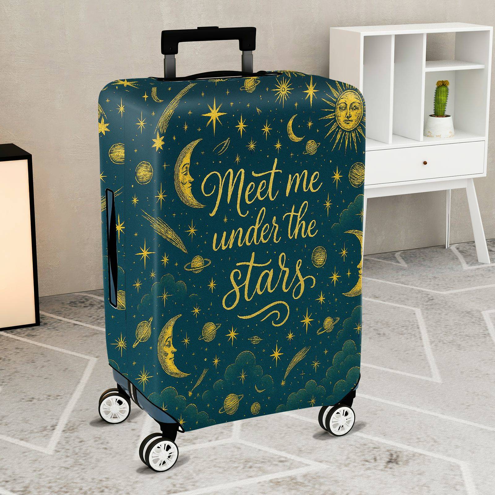 1-Piece Starry Sky Moon Galaxy Celestial Planet Cosmic  Suitcase Luggage Cover, Stretch Protective Sleeve