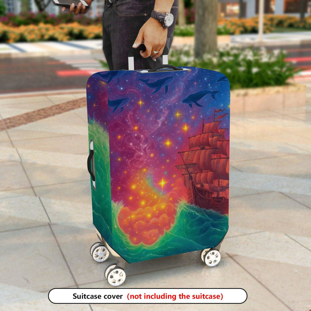 1-Piece Colorful Maritime Cosmic Fantasy Starry  Suitcase Luggage Cover, Stretch Protective Sleeve