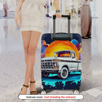 1-Piece Retro Sunset Truck Sky Artistic Colorful  Suitcase Luggage Cover, Stretch Protective Sleeve