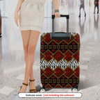 1-Piece Red Gold Black Animal Pattern Geometric Tribal Ethnic  Suitcase Luggage Cover, Stretch Protective Sleeve