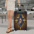 1-Piece Geometric Abstract Gold Line Art Deco Stylish Dark  Suitcase Luggage Cover, Stretch Protective Sleeve