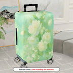 1-Piece Green Floral Pattern White Rose Vintage Style Elegant Travel  Suitcase Luggage Cover, Stretch Protective Sleeve