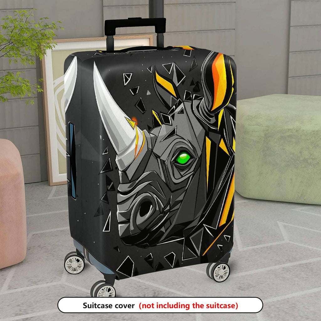 1-Piece Abstract Geometric Animal Horns Colorful Eye Rhino  Suitcase Luggage Cover, Stretch Protective Sleeve