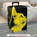 1-Piece Yellow Cat Artistic Stylish Unique Creative Modern  Suitcase Luggage Cover, Stretch Protective Sleeve