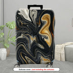 1-Piece Abstract Black Gold White Swirl Pattern Art Design  Suitcase Luggage Cover, Stretch Protective Sleeve