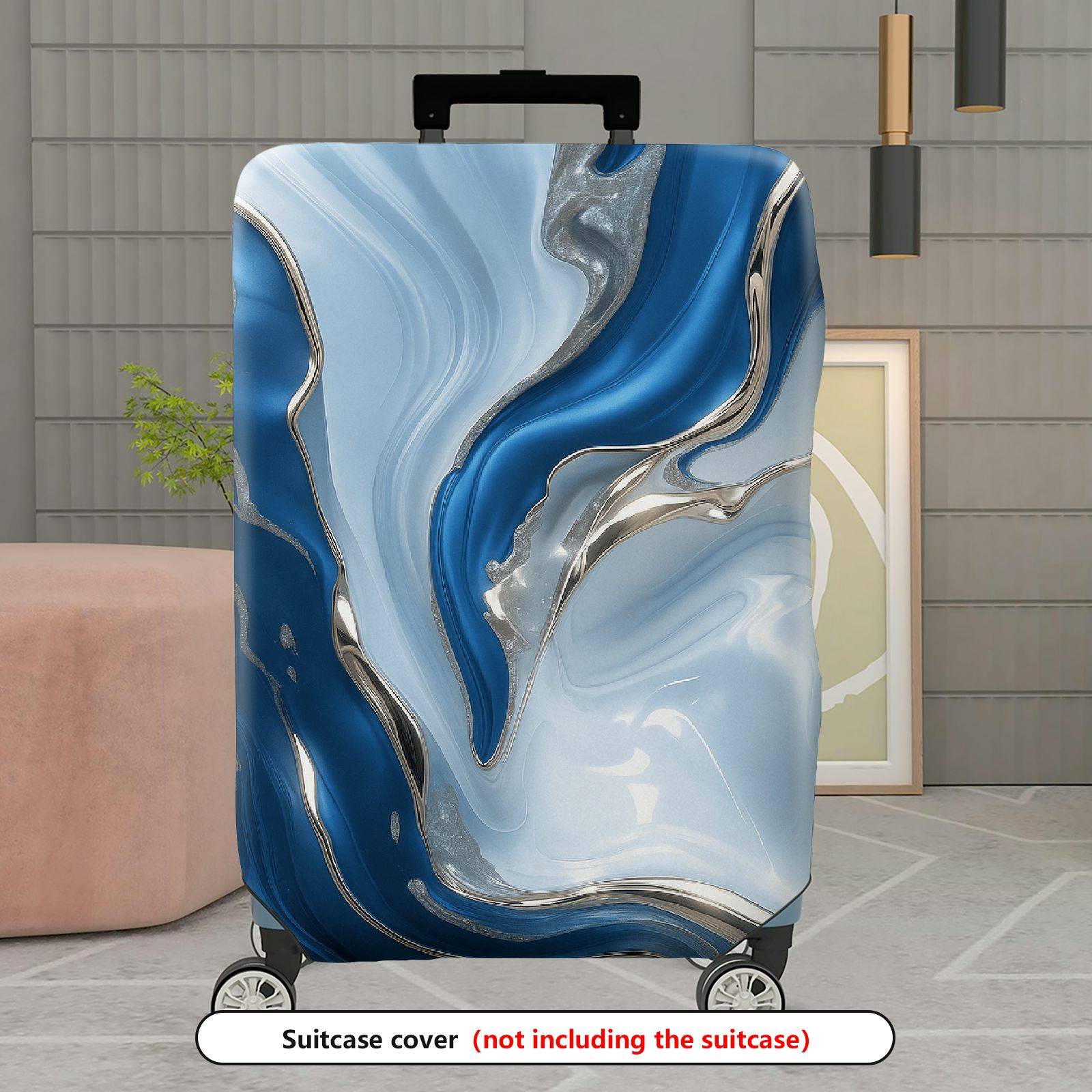 1-Piece Abstract Blue Marble Swirl Artistic Colorful  Suitcase Luggage Cover, Stretch Protective Sleeve