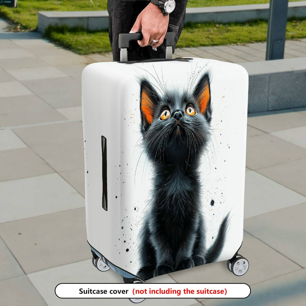 1-Piece Cute Cat Artistic Black Kitten Animal Nature  Suitcase Luggage Cover, Stretch Protective Sleeve