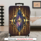 1-Piece Geometric Abstract Gold Line Art Deco Stylish Dark  Suitcase Luggage Cover, Stretch Protective Sleeve