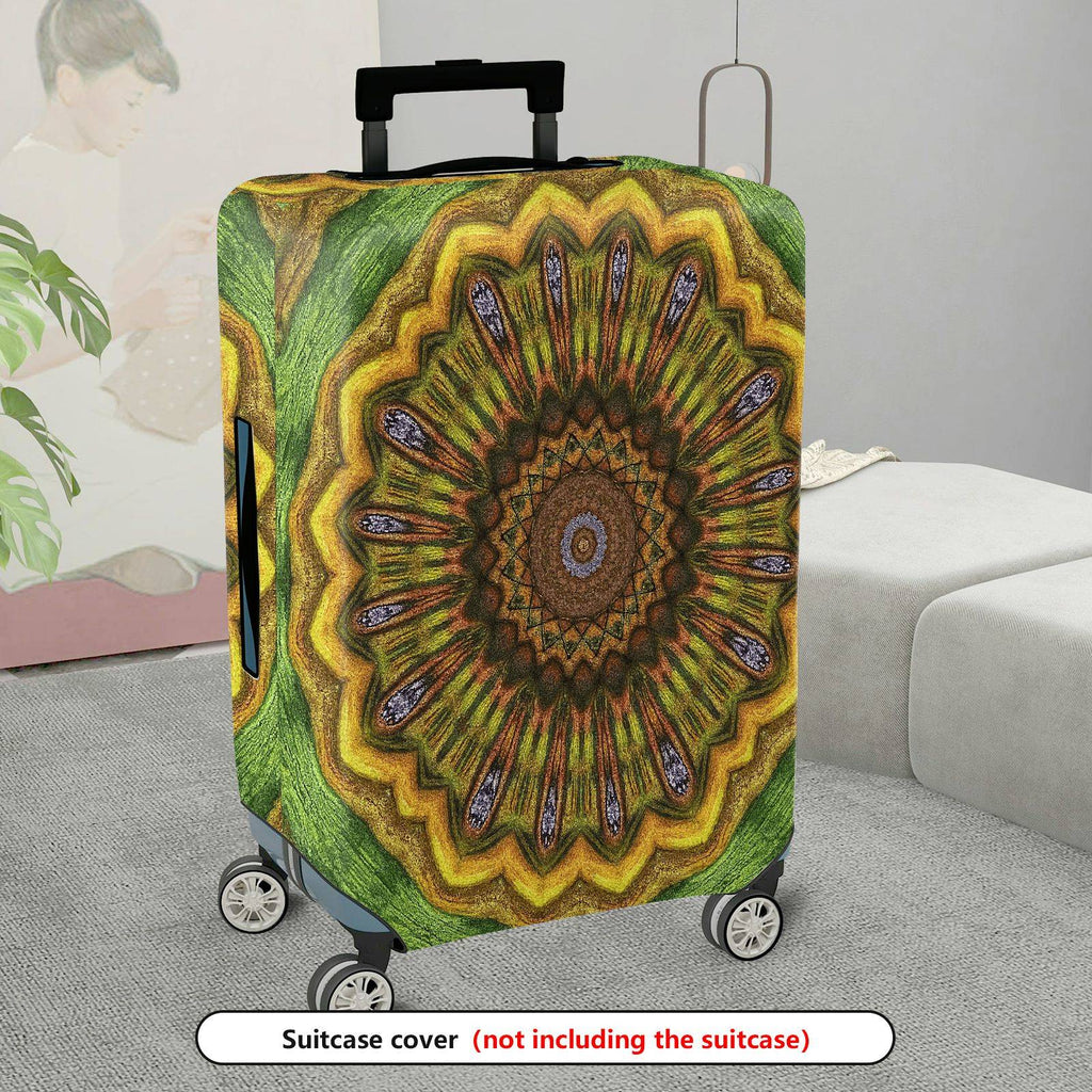 1-Piece Abstract Bohemian Floral Mandala Geometric Vibrant  Suitcase Luggage Cover, Stretch Protective Sleeve