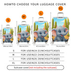 1-Piece Elephant  Desert Cactus Landscape Colorful  Suitcase Luggage Cover, Stretch Protective Sleeve