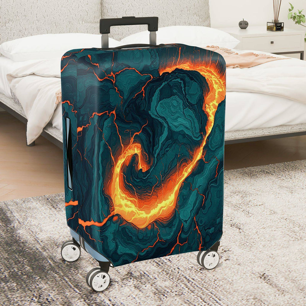 1-Piece Abstract Fiery Volcanic Marble Swirl Pattern  Suitcase Luggage Cover, Stretch Protective Sleeve